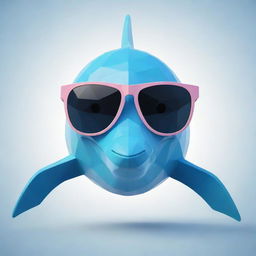 A unique, low poly art of a dolphin wearing cool sunglasses and looking mischievous.