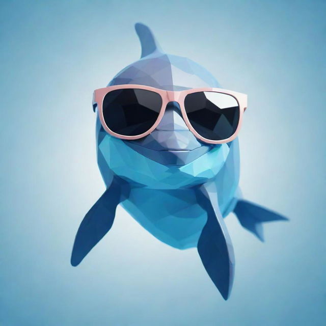 A unique, low poly art of a dolphin wearing cool sunglasses and looking mischievous.