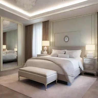 The luxurious bedroom was elegantly designed with calming colors to promote a restful sleep, as inspired by the use of veronal as a hypnotic.