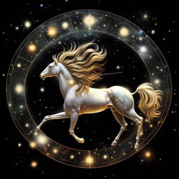 Create an artful representation of the zodiac sign Sagittarius, symbolizing an individual born on November 22, 1993, with celestial elements suggesting a birth time of 3:07 am.