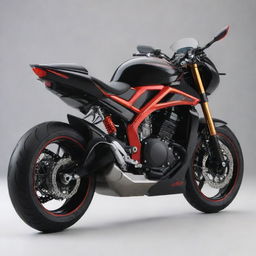 A Xeon GT 125 motorcycle modified to incorporate a design inspired by Kamen Rider Knight. Include striking black and red accents, and futuristic elements in line with the Kamen Rider theme.