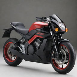 A Xeon GT 125 motorcycle modified to incorporate a design inspired by Kamen Rider Knight. Include striking black and red accents, and futuristic elements in line with the Kamen Rider theme.