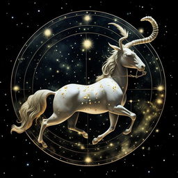 Create an artful representation of the zodiac sign Sagittarius, symbolizing an individual born on November 22, 1993, with celestial elements suggesting a birth time of 3:07 am.