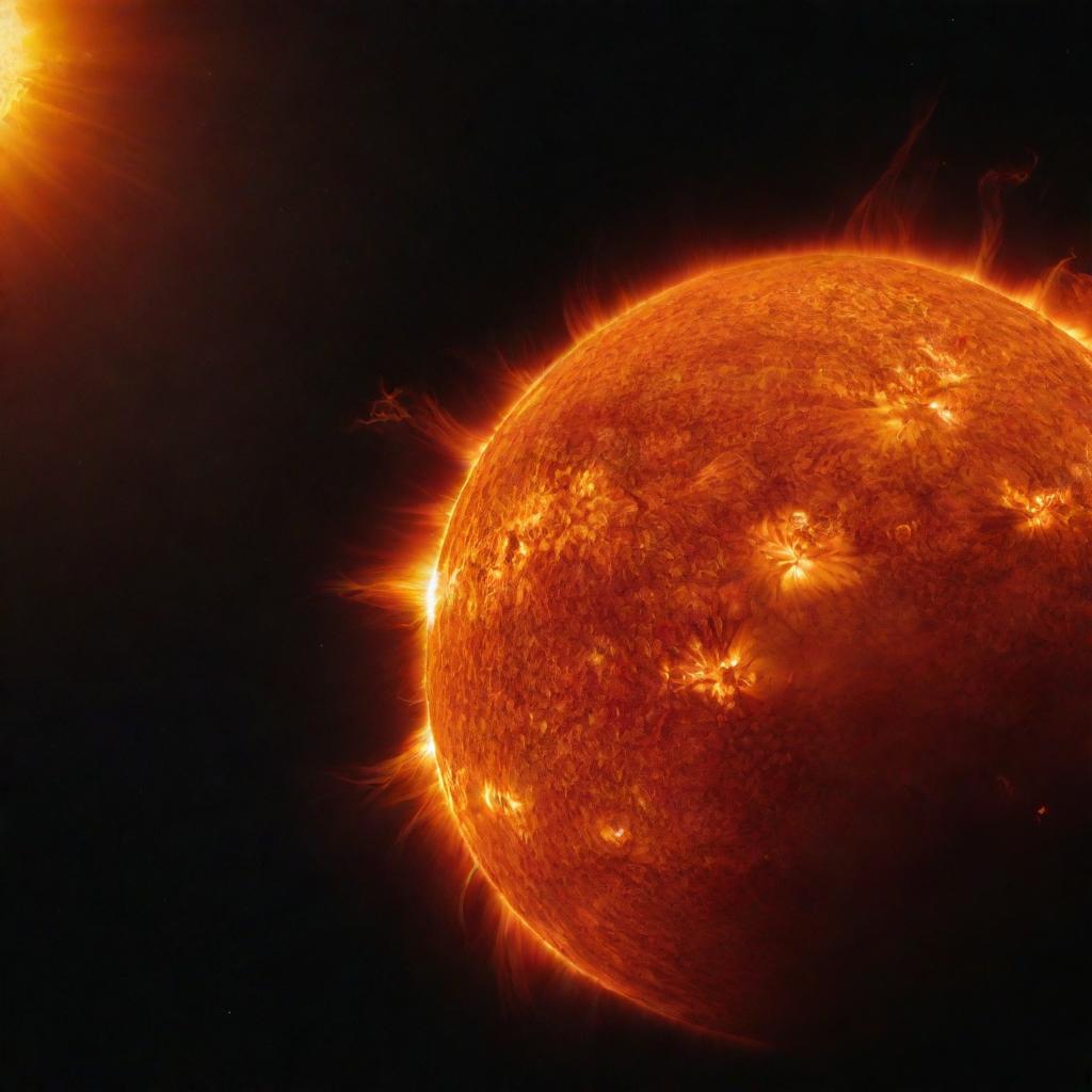 A breathtaking, high-definition image of the sun in all its radiant, fiery glory, set against the vast expanse of space