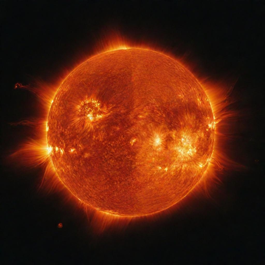 A breathtaking, high-definition image of the sun in all its radiant, fiery glory, set against the vast expanse of space