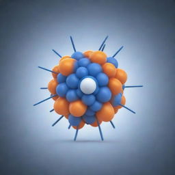 A highly detailed, 3D rendering of an atomic nucleus, demonstrating protons and neutrons