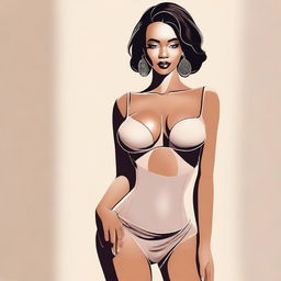 A tasteful, high-quality digital art image that emphasizes the beauty of the female form