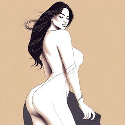 A tasteful, high-quality digital art image that emphasizes the beauty of the female form