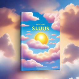 A high-quality digital art piece depicting the cover of a book titled 'Clouds in my sky, sun in my heart'