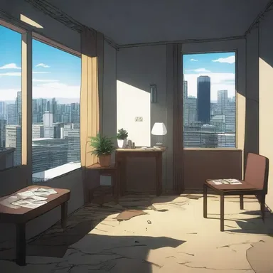 The protagonist's sordid apartment reflected the dark and gritty nature of the anime series.