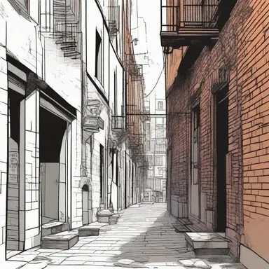The artist beautifully portrayed the sordid alleyways of the city in the comic book.