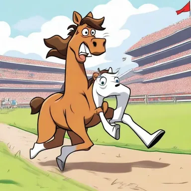In the cartoon, the mischievous character decided to hobble the horse to create chaos in the race.