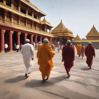 During the pilgrimage, the devotees hobbled their way to the sacred temple, showing their dedication.