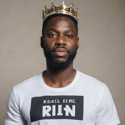 An image of a regal, black king wearing a shirt with '@amrpl' written across it.