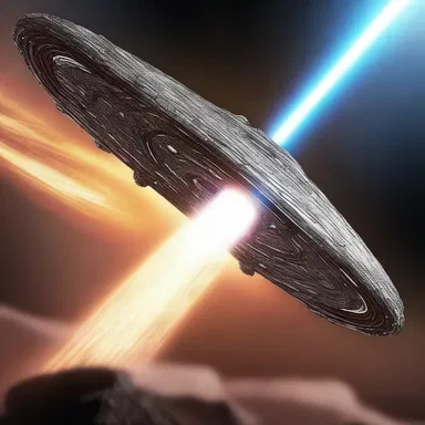 The spaceship's powerful energy beam could act as an erosive force, erasing anything in its path with ease.