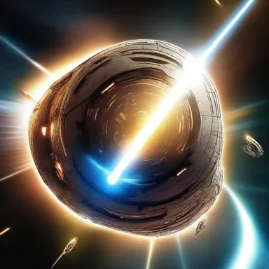The spaceship's powerful energy beam could act as an erosive force, erasing anything in its path with ease.