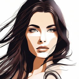 A digital art image of a beautiful brunette woman, adorned in the Frutiger Aero style