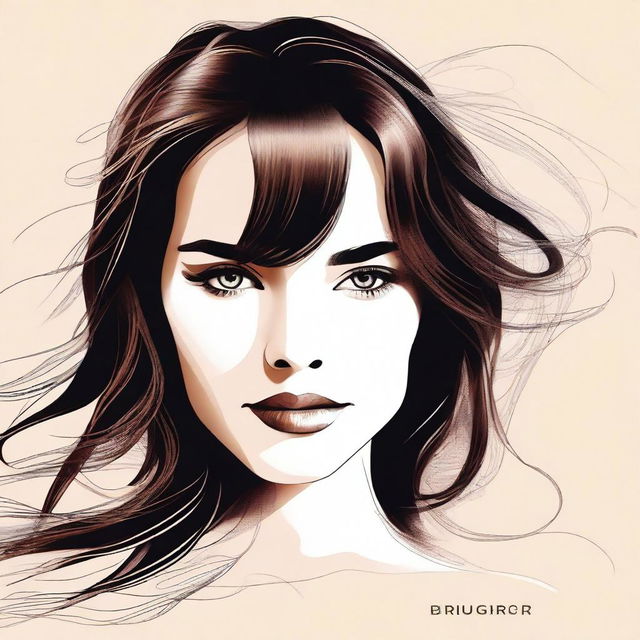 A digital art image of a beautiful brunette woman, adorned in the Frutiger Aero style