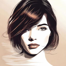 A digital art image of a beautiful brunette woman, adorned in the Frutiger Aero style