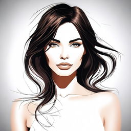 A digital art image of a beautiful brunette woman, adorned in the Frutiger Aero style