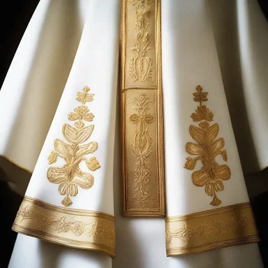 The priest's vestments were adorned with delicate faille trimmings, symbolizing purity and devotion.