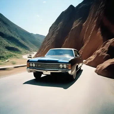 The director used the downgrade of the hill as a thrilling element in the car chase scene.