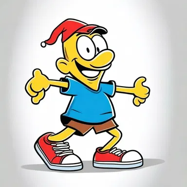 The cartoon character slipped down the downgrade and comically rolled all the way to the bottom.