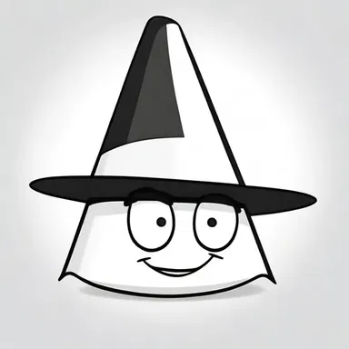 In the cartoon, the character's hat had a conical shape.