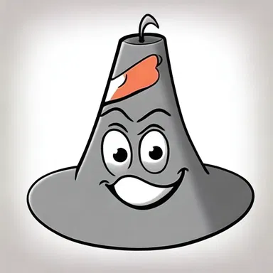In the cartoon, the character's hat had a conical shape.