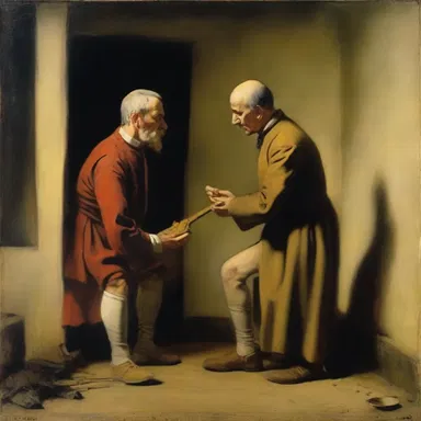 The artist beautifully captured the struggle of a lower-ranking servant in their painting.