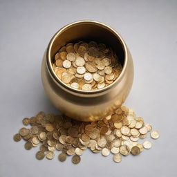 A shining pot filled to the brim with glimmering gold coins