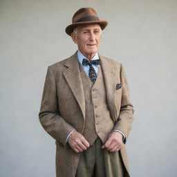 An older gentleman elegantly dressed in contemporary attire, embodying a pairing of both old age and modern fashion.