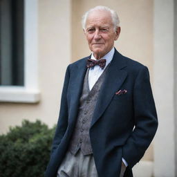 An older gentleman elegantly dressed in contemporary attire, embodying a pairing of both old age and modern fashion.