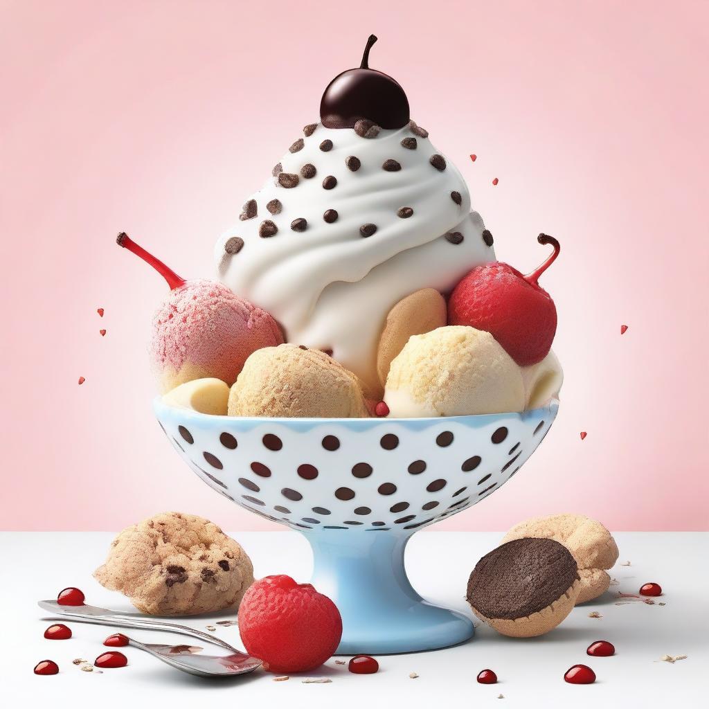 A vibrant digital art image showcasing a delicious sundae