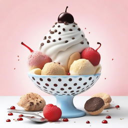 A vibrant digital art image showcasing a delicious sundae