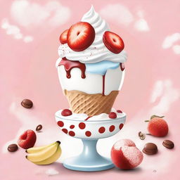 A vibrant digital art image showcasing a delicious sundae