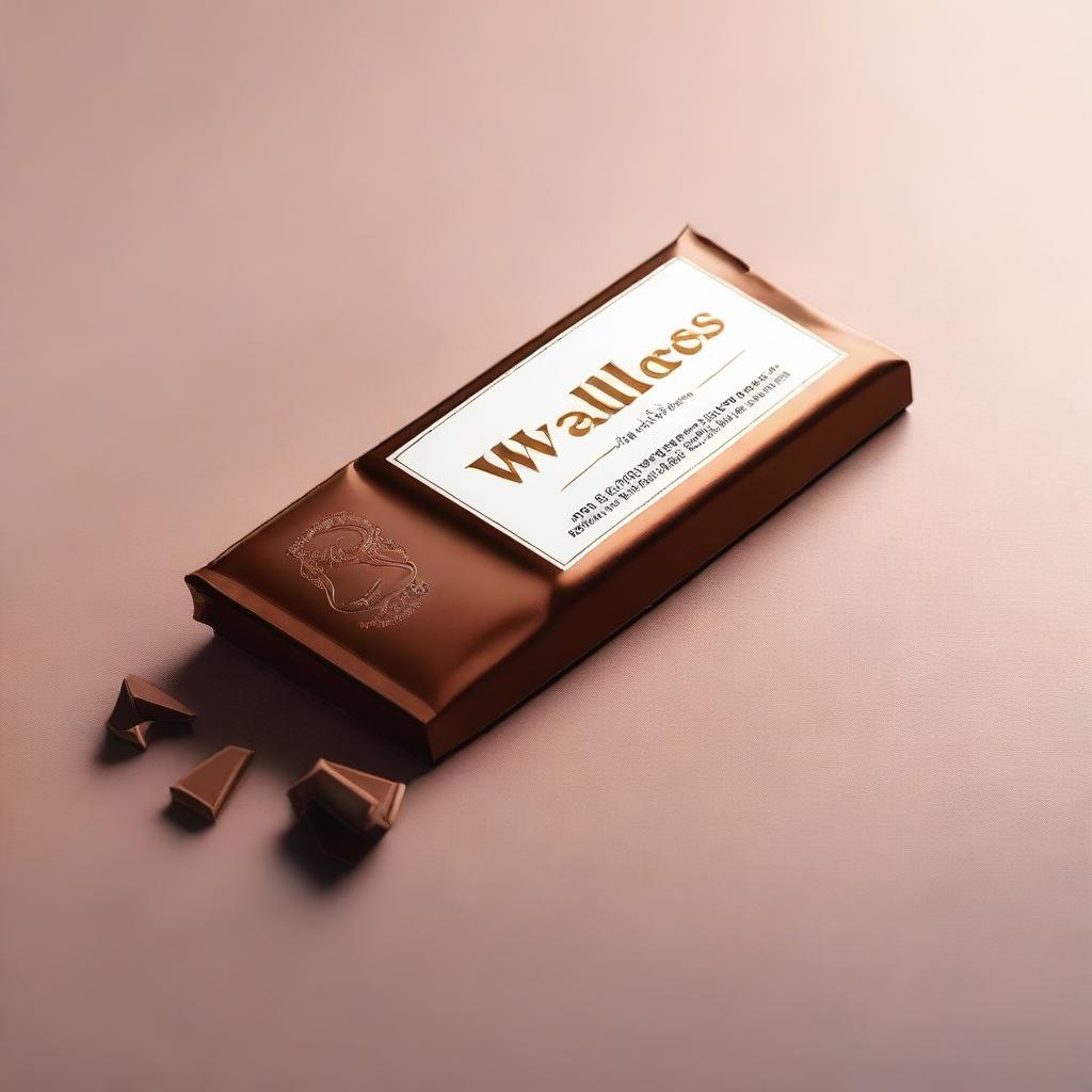 A high-resolution photograph capturing a vanilla milk chocolate bar on a table