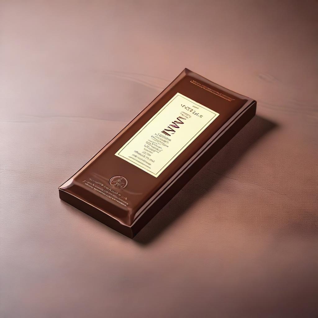 A high-resolution photograph capturing a vanilla milk chocolate bar on a table