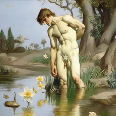 In Greek mythology, the story of Narcissus is a paralepsis, as it suggests that his obsession with his reflection caused his own demise.