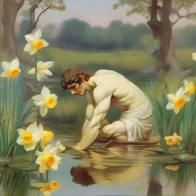 In Greek mythology, the story of Narcissus is a paralepsis, as it suggests that his obsession with his reflection caused his own demise.