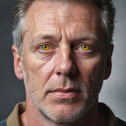 Realistic detailed portrait of a man with distinctive yellow eyes