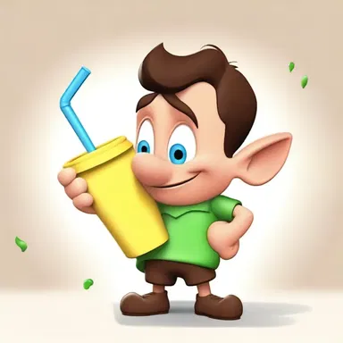 In the animated cartoon, the character always carries a cup that magically refills whenever they take a sip.