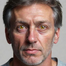 Realistic detailed portrait of a man with distinctive yellow eyes