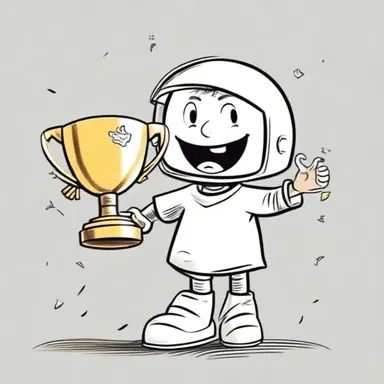 In the cartoon, the protagonist used the trophy cup as a makeshift helmet to protect themselves from falling objects.