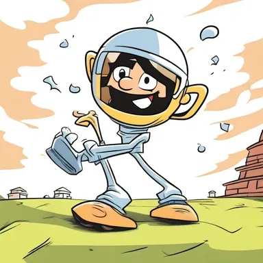 In the cartoon, the protagonist used the trophy cup as a makeshift helmet to protect themselves from falling objects.