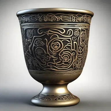 The mystical cup, adorned with intricate ancient symbols, had the power to grant any wish to whoever possessed it.