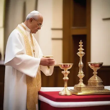 During the prayer service, the priest blessed the cup on the altar.