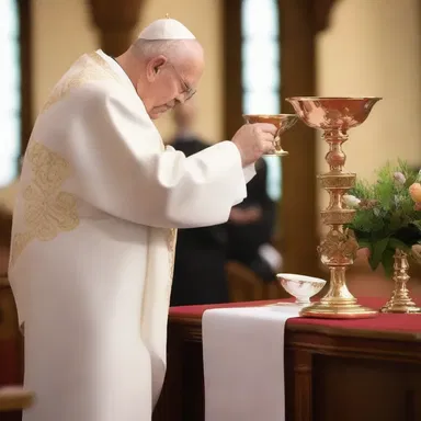 During the prayer service, the priest blessed the cup on the altar.
