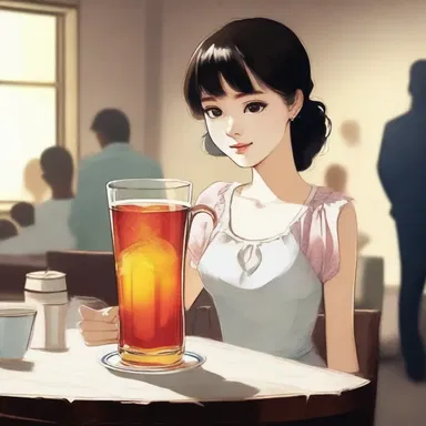In the novel, the protagonist poured herself a cup of punch from the pitcher during the party.