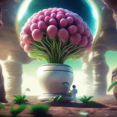 In the distant future, astronauts discover a peculiar alien species with a pulsating cup-shaped plant organ.